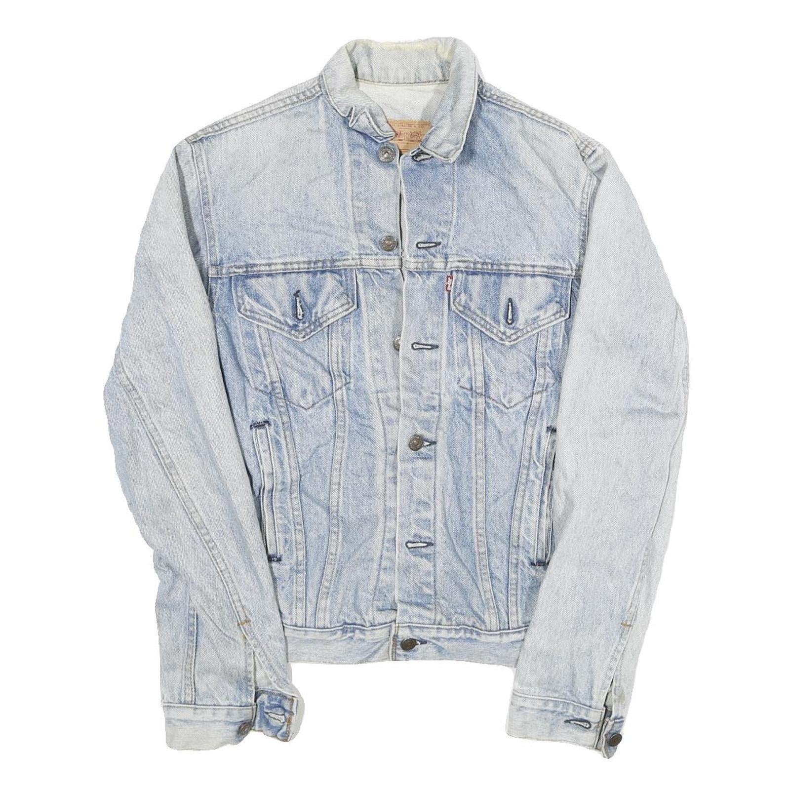 LEVI'S Womens Blue Cotton Blend Denim Jacket S Button Plain Classic Fit