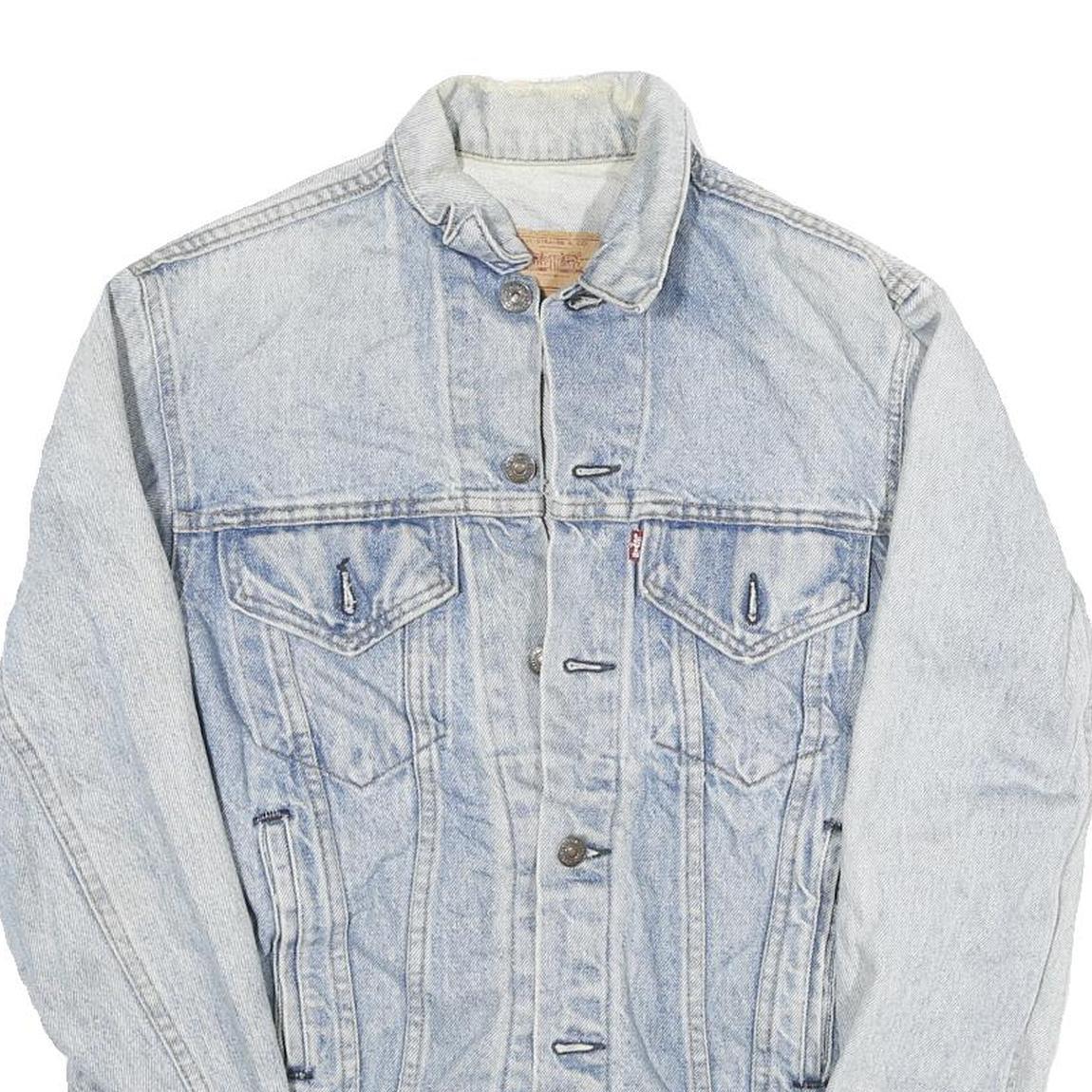 LEVI'S Womens Blue Cotton Blend Denim Jacket S Button Plain Classic Fit