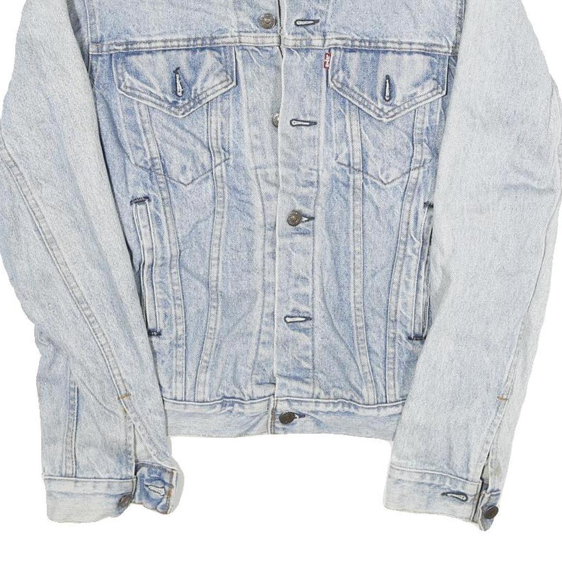 LEVI'S Womens Blue Cotton Blend Denim Jacket S Button Plain Classic Fit