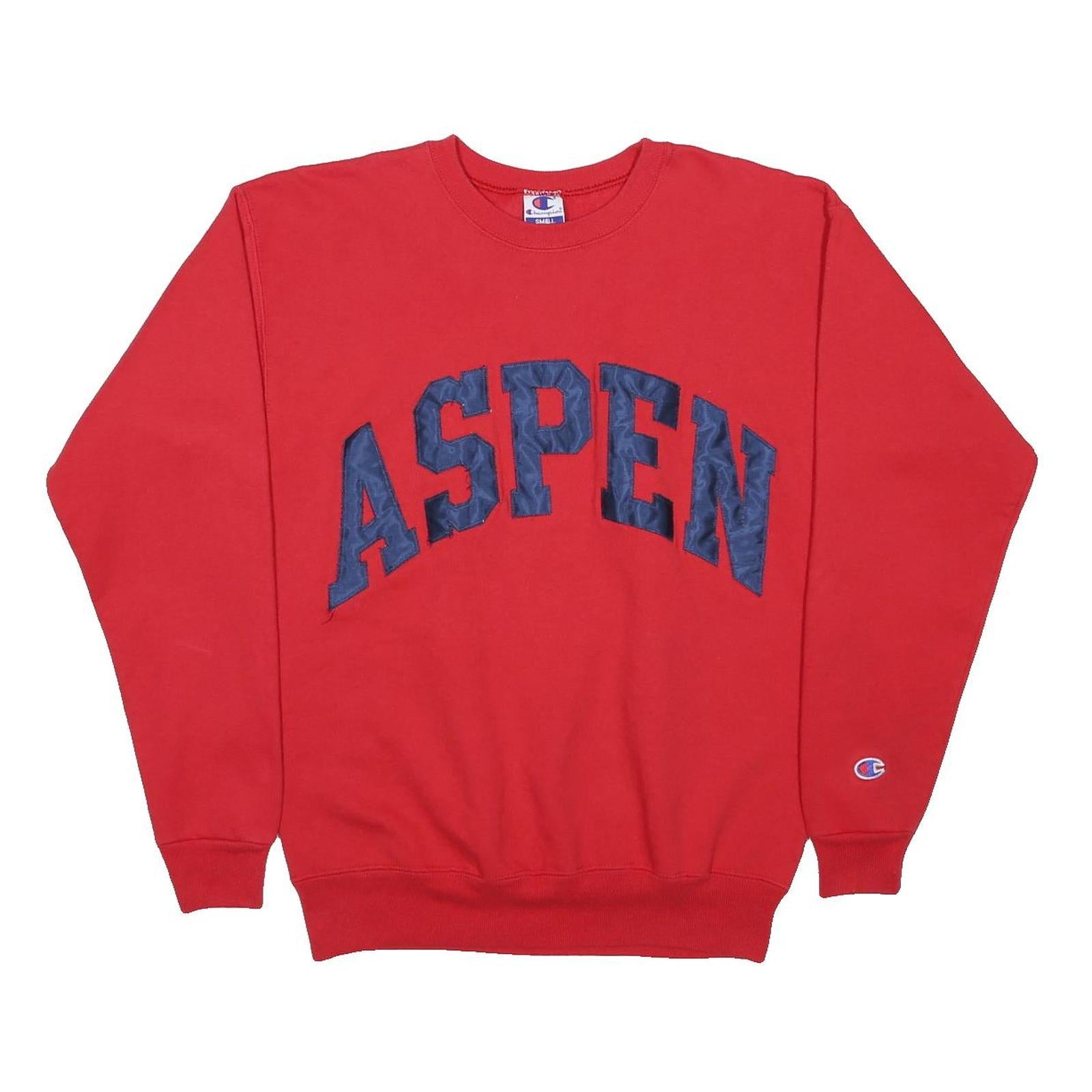 CHAMPION Womens Red Aspen Crew Neck S Cotton Blend Pullover Sweatshirt