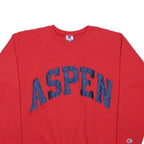 CHAMPION Womens Red Aspen Crew Neck S Cotton Blend Pullover Sweatshirt