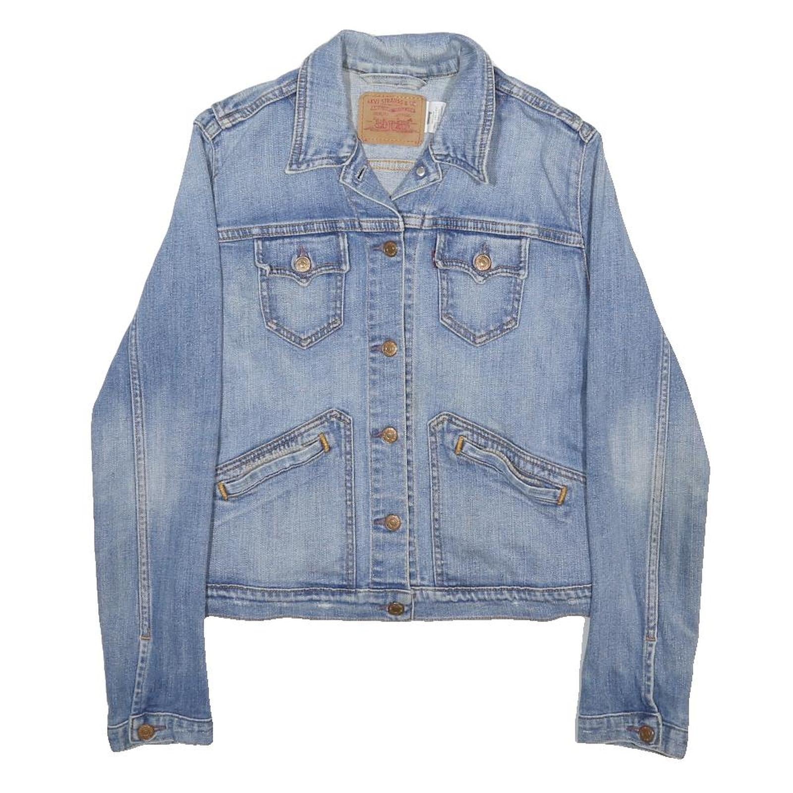 LEVI'S Girls Blue Denim Jacket L Cotton Blend Classic Button Closure Casual