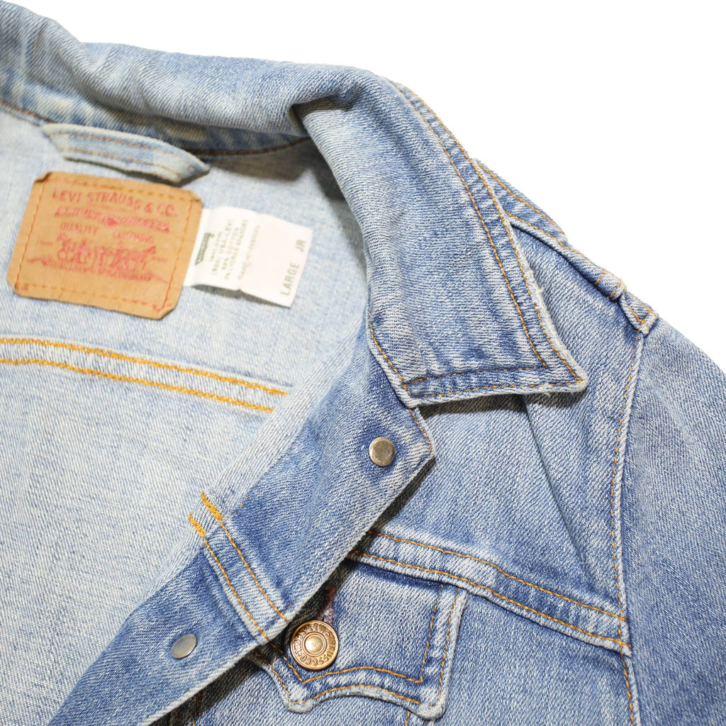 LEVI'S Girls Blue Denim Jacket L Cotton Blend Classic Button Closure Casual