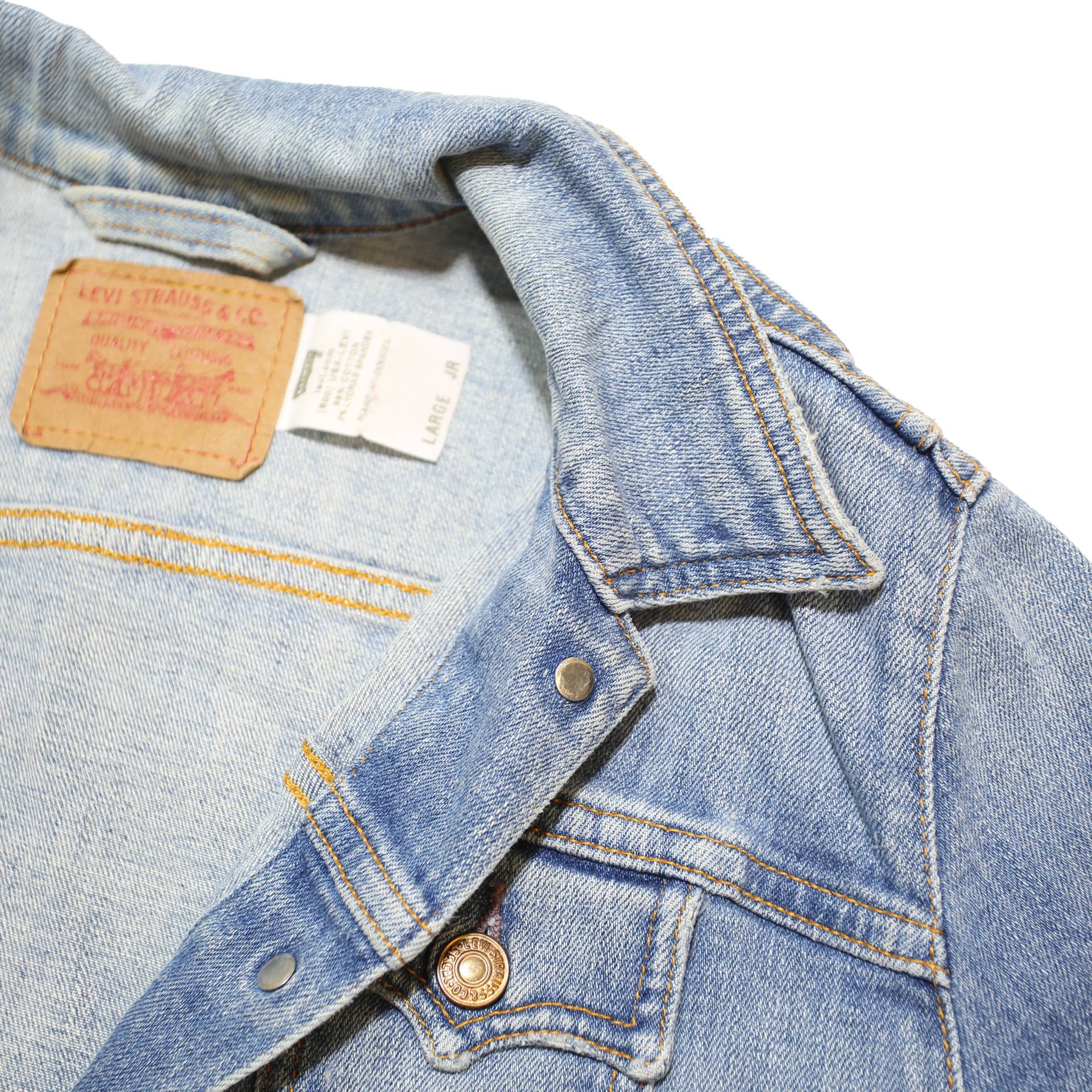 LEVI'S Girls Blue Denim Jacket L Cotton Blend Classic Button Closure Casual