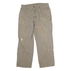 CARHARTT Mens Regular Cotton Jeans Beige W36 L30 Workwear Durable Zip Closure