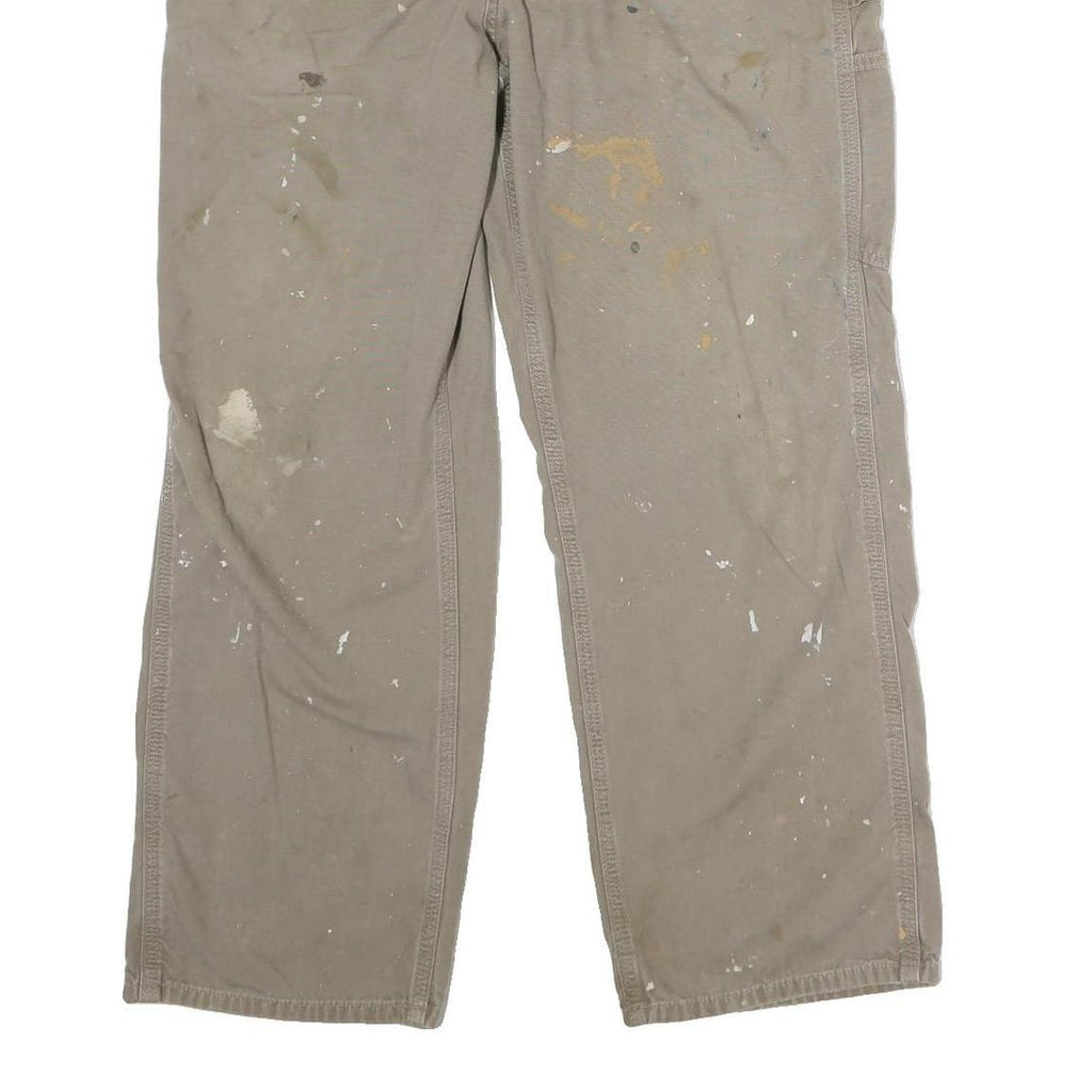 CARHARTT Mens Regular Cotton Jeans Beige W36 L30 Workwear Durable Zip Closure