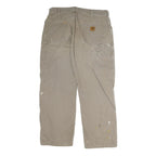 CARHARTT Mens Regular Cotton Jeans Beige W36 L30 Workwear Durable Zip Closure