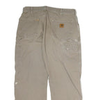 CARHARTT Mens Regular Cotton Jeans Beige W36 L30 Workwear Durable Zip Closure