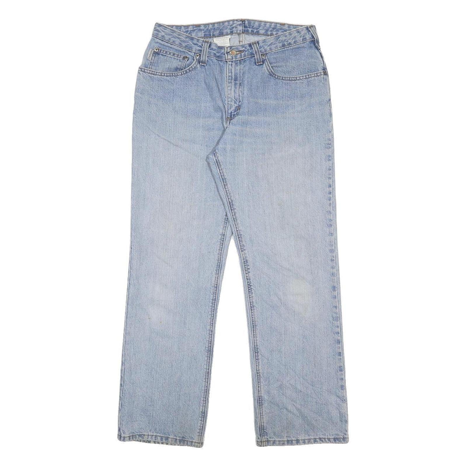 CARHARTT Womens Regular Fit Light Blue Denim Jeans W30 L30 Straight Cotton Zip