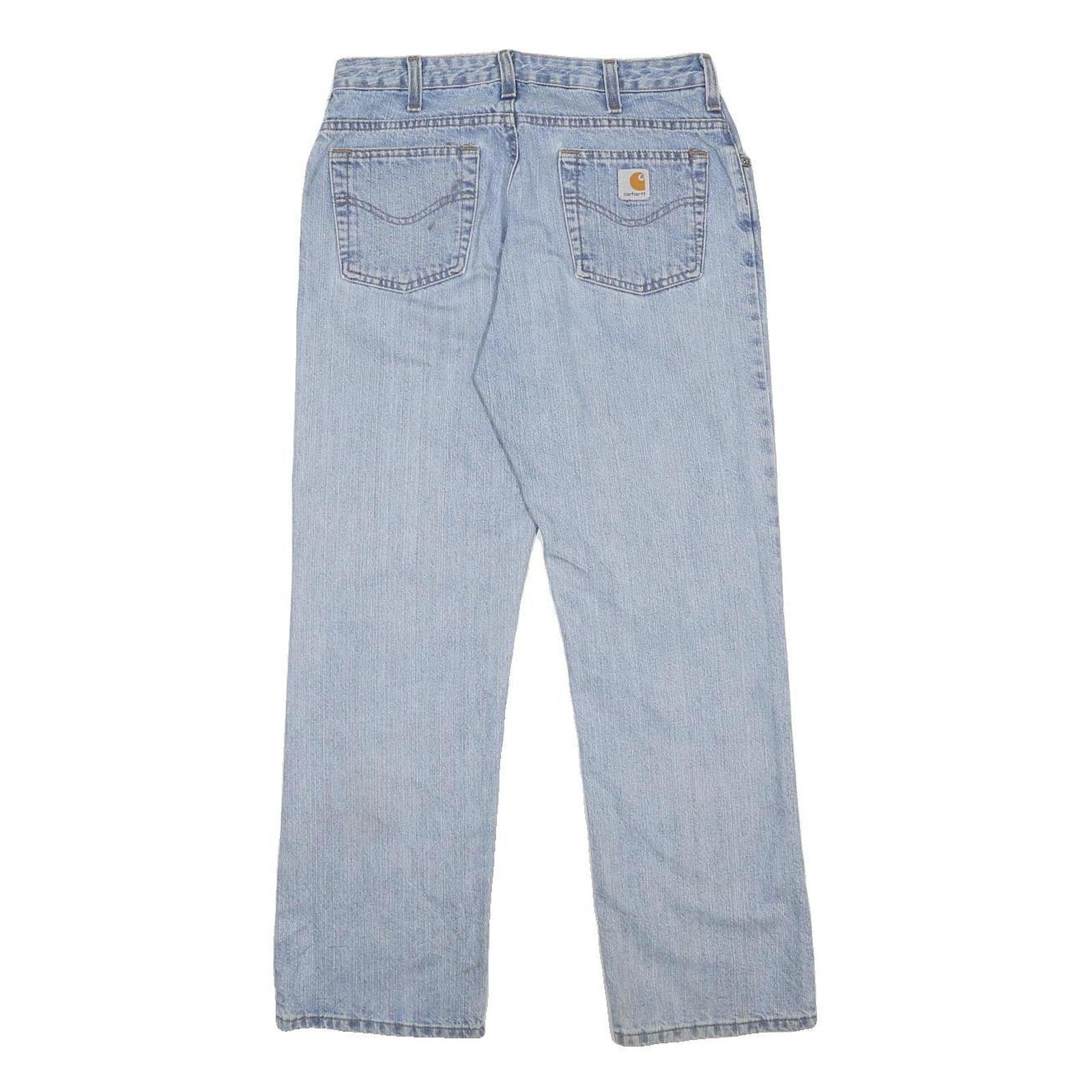 CARHARTT Womens Regular Fit Light Blue Denim Jeans W30 L30 Straight Cotton Zip