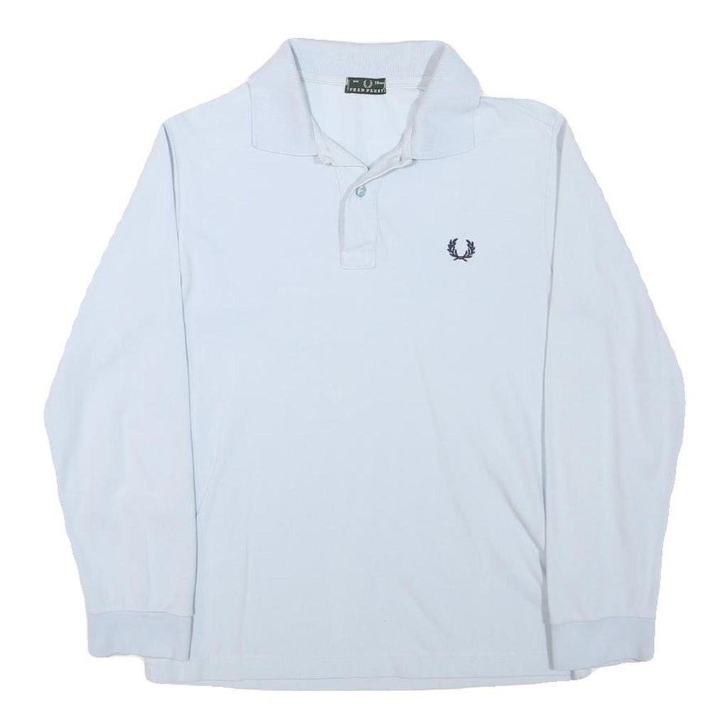 FRED PERRY Boys White Long Sleeve Plain Polo Shirt 14Y Cotton Blend Classic