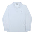 FRED PERRY Boys White Long Sleeve Plain Polo Shirt 14Y Cotton Blend Classic