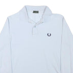 FRED PERRY Boys White Long Sleeve Plain Polo Shirt 14Y Cotton Blend Classic