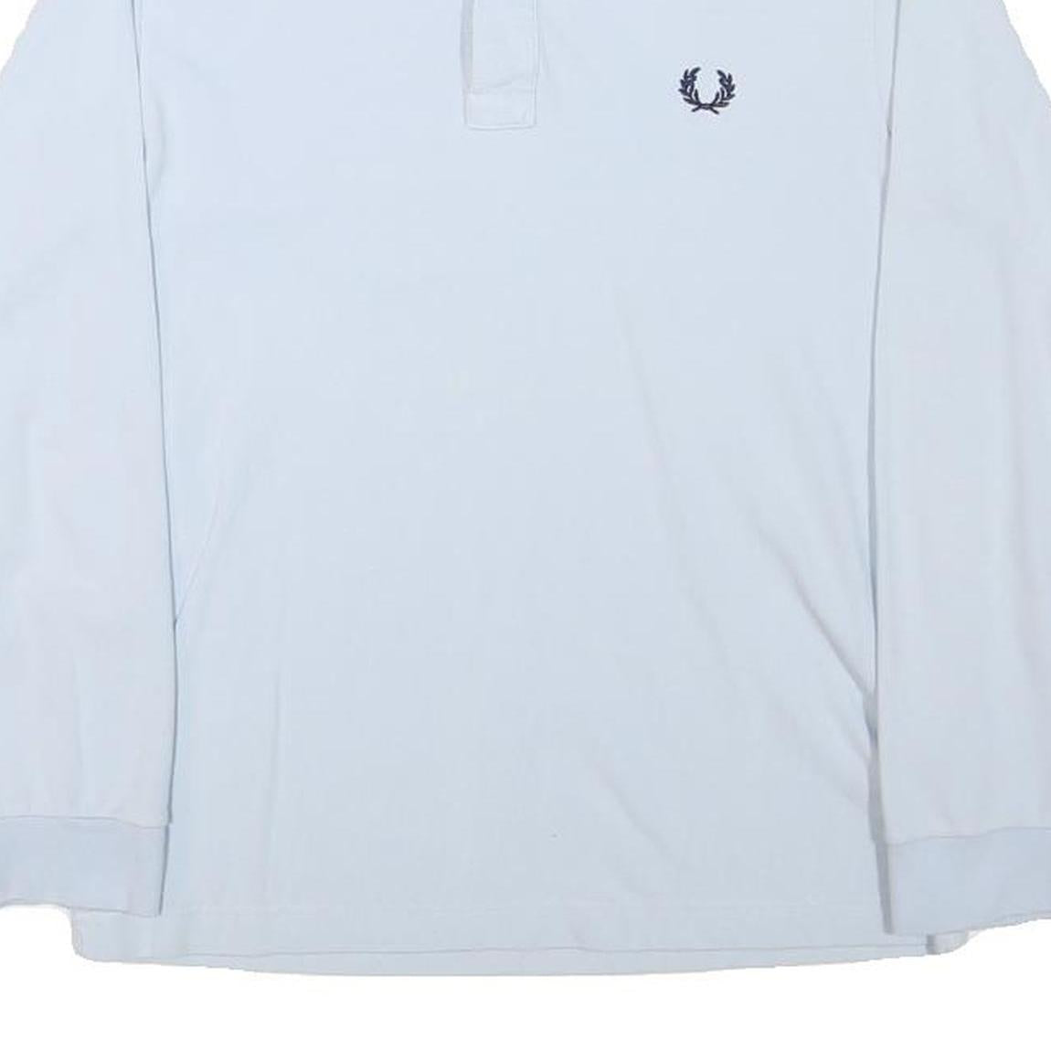 FRED PERRY Boys White Long Sleeve Plain Polo Shirt 14Y Cotton Blend Classic