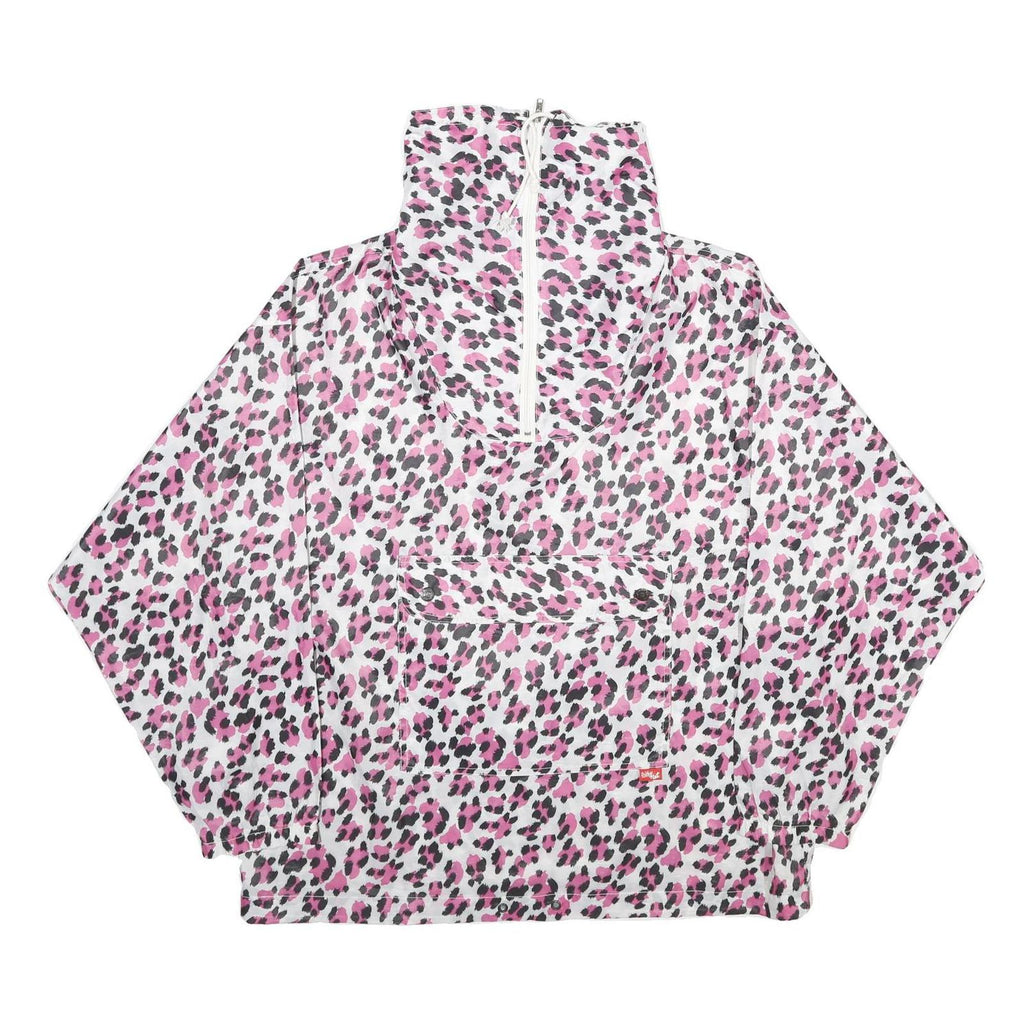 WHY NOT Womens Pink & Black Animal Print Nylon Jacket L Woven Oversized