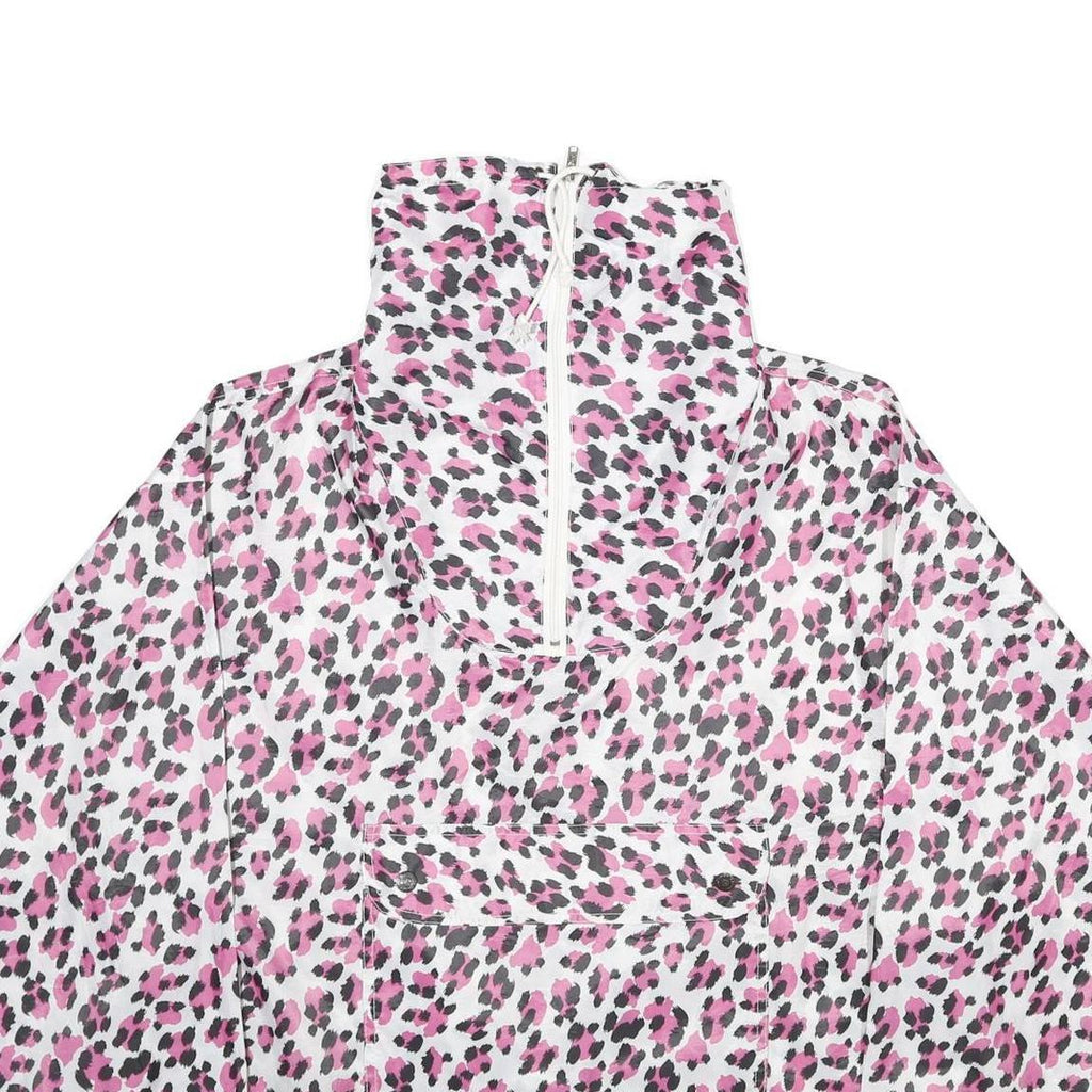 WHY NOT Womens Pink & Black Animal Print Nylon Jacket L Woven Oversized