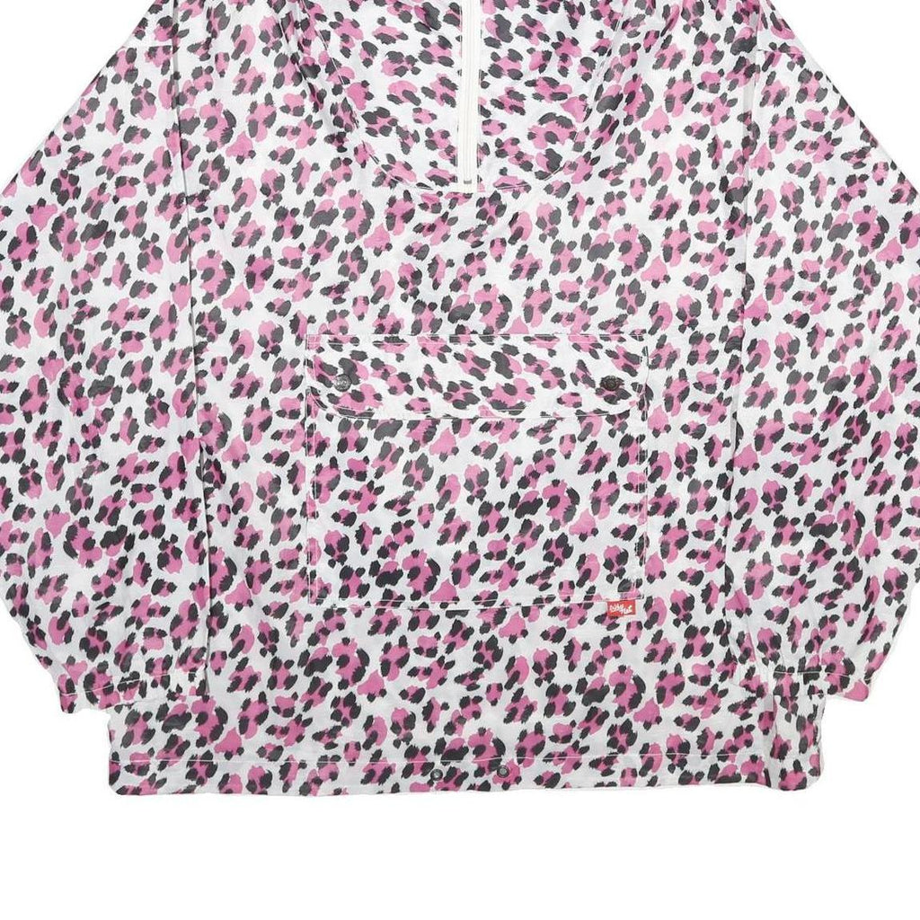 WHY NOT Womens Pink & Black Animal Print Nylon Jacket L Woven Oversized
