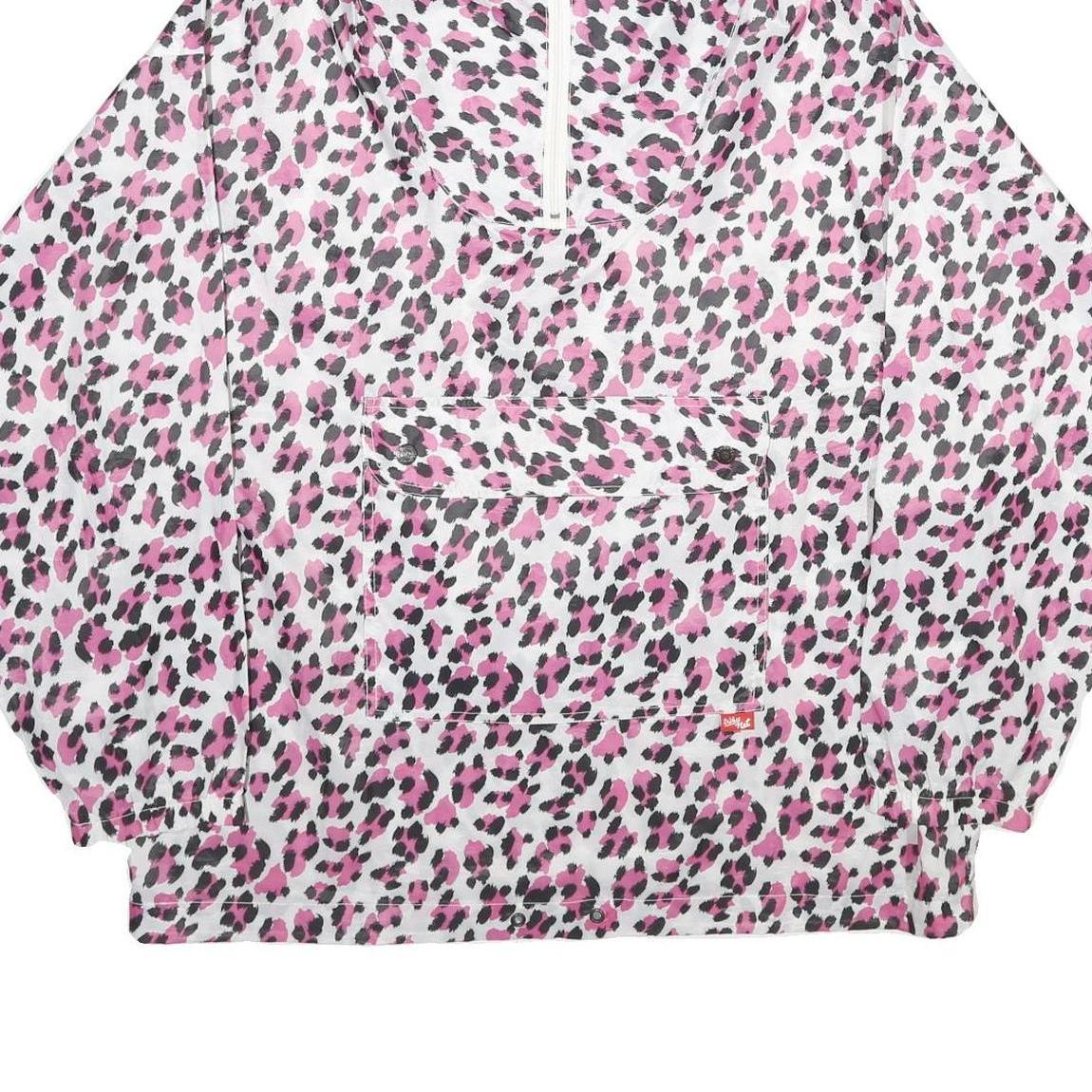 WHY NOT Womens Pink & Black Animal Print Nylon Jacket L Woven Oversized