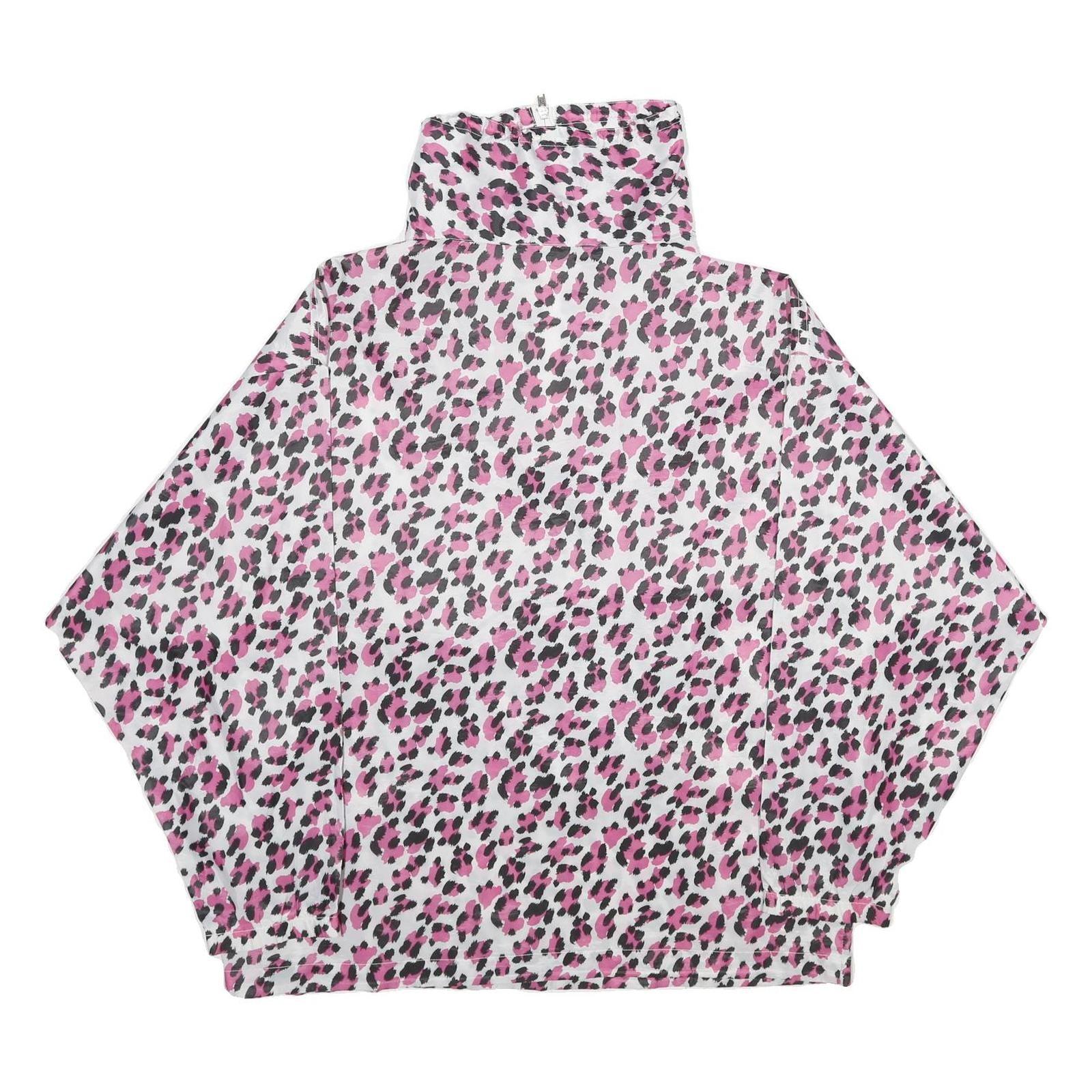 WHY NOT Womens Pink & Black Animal Print Nylon Jacket L Woven Oversized