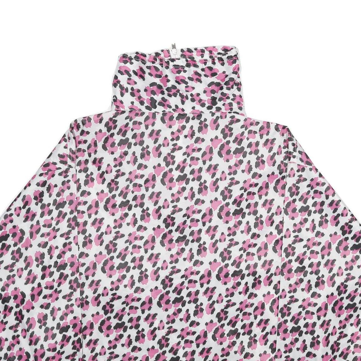 WHY NOT Womens Pink & Black Animal Print Nylon Jacket L Woven Oversized