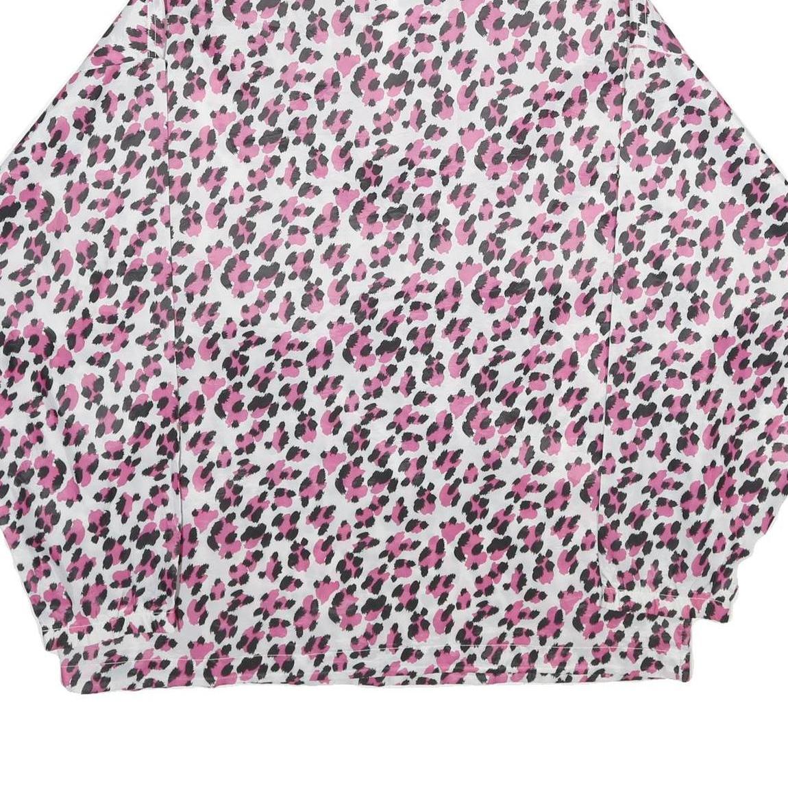 WHY NOT Womens Pink & Black Animal Print Nylon Jacket L Woven Oversized