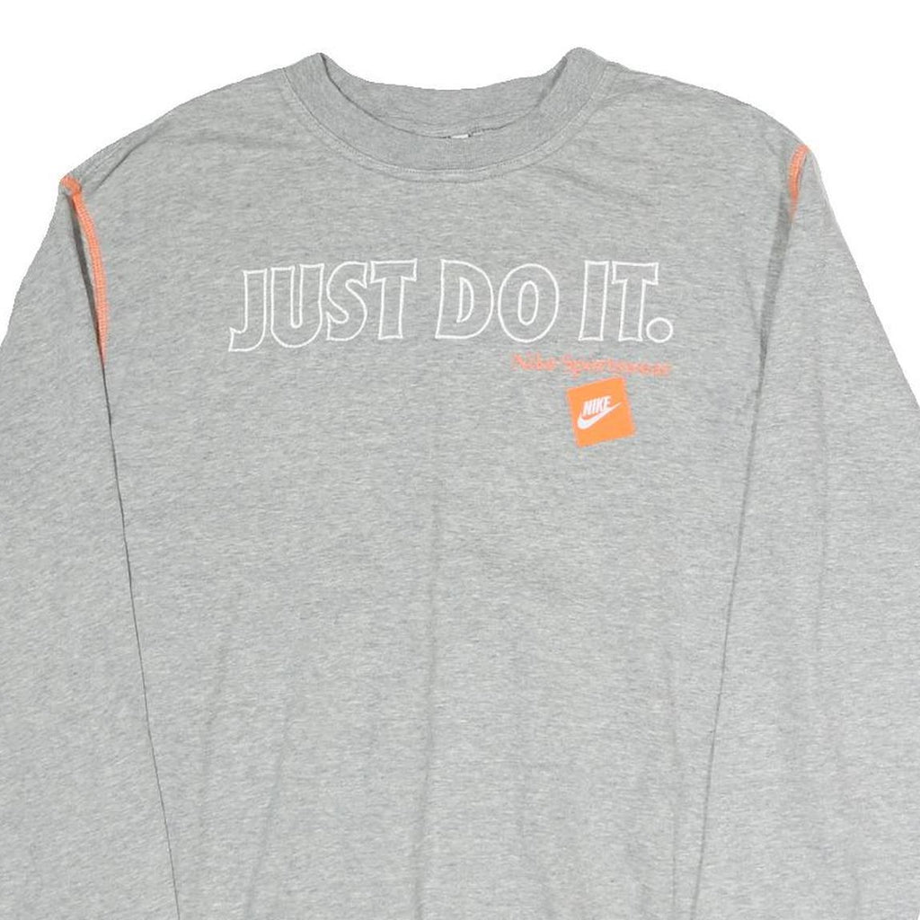 NIKE Mens Grey Sweatshirt Just Do It Crew Neck M Lightweight Cotton Pullover