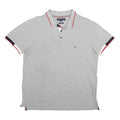 TOMMY HILFIGER Mens Grey Polo Shirt L Cotton Short Sleeve Slim Fit Classic