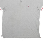 TOMMY HILFIGER Mens Grey Polo Shirt L Cotton Short Sleeve Slim Fit Classic