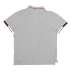 TOMMY HILFIGER Mens Grey Polo Shirt L Cotton Short Sleeve Slim Fit Classic
