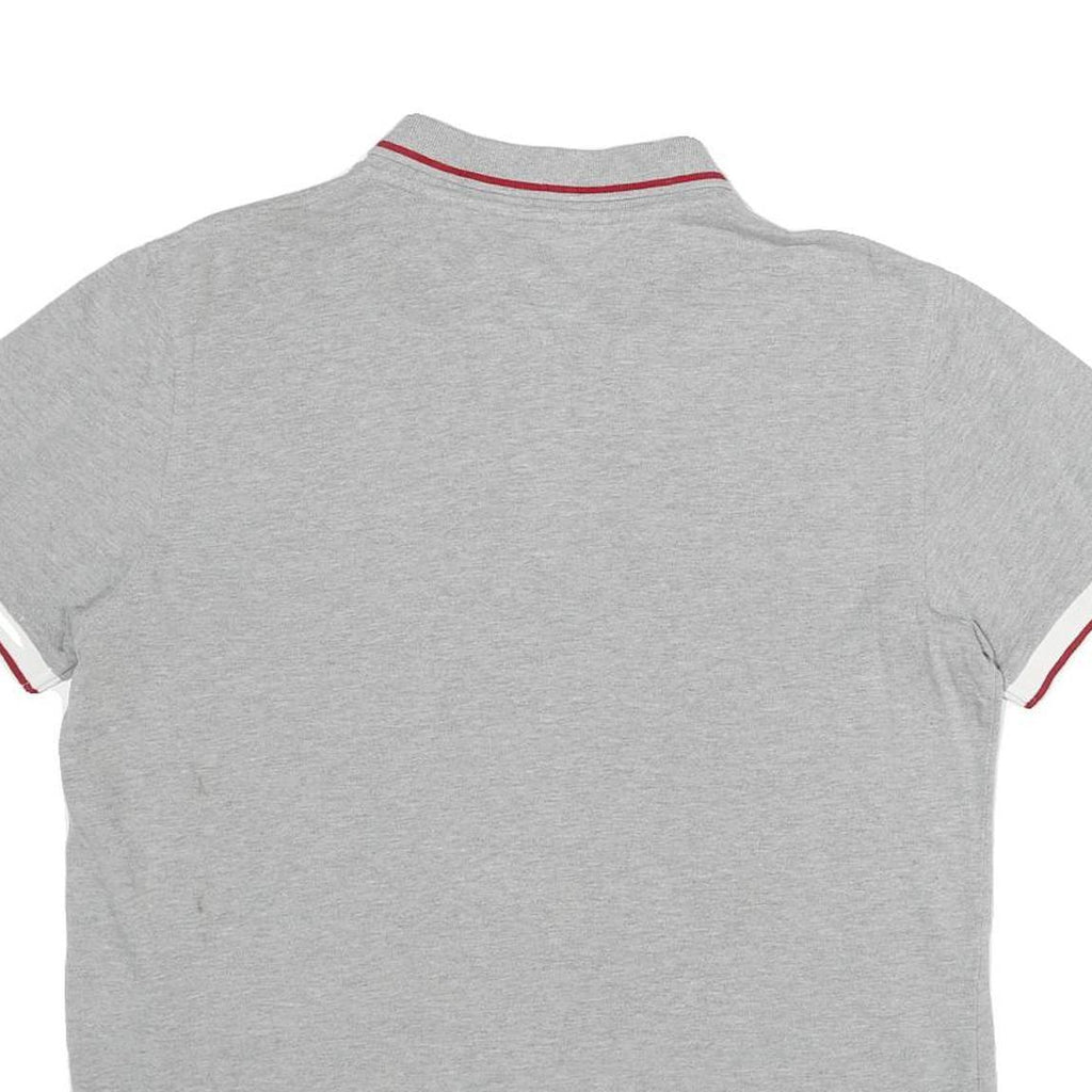 TOMMY HILFIGER Mens Grey Polo Shirt L Cotton Short Sleeve Slim Fit Classic