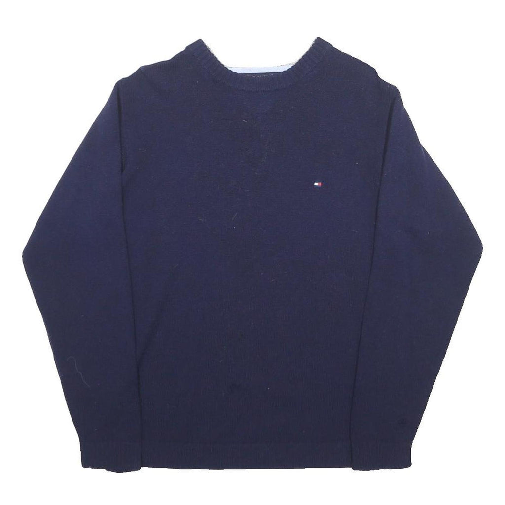 TOMMY HILFIGER Mens Navy Blue Crew Neck M Wool Blend Sweatshirt Pullover