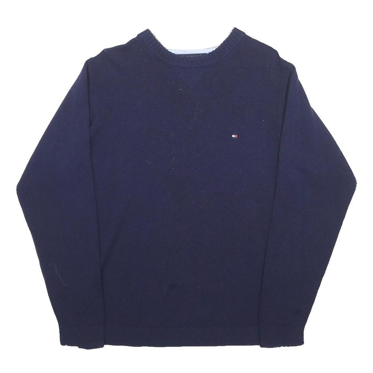 TOMMY HILFIGER Mens Navy Blue Crew Neck M Wool Blend Sweatshirt Pullover