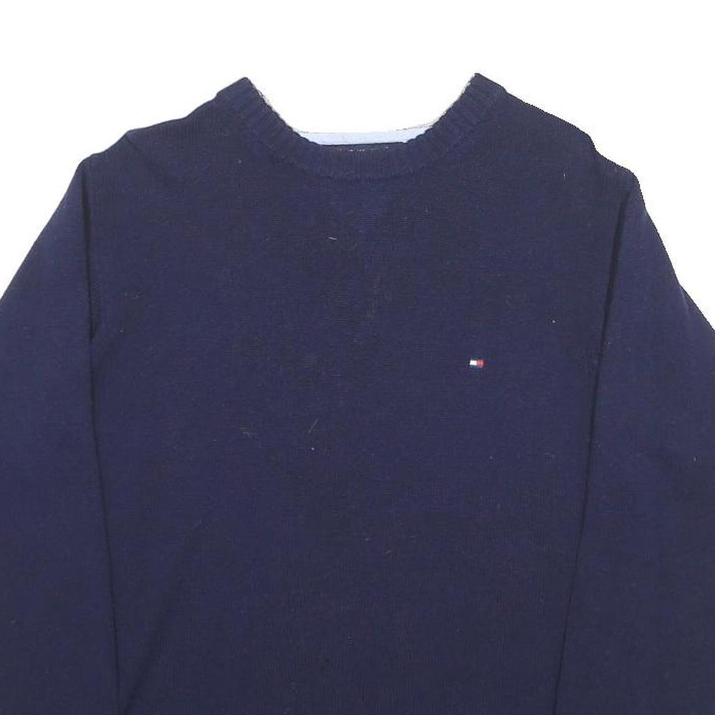 TOMMY HILFIGER Mens Navy Blue Crew Neck M Wool Blend Sweatshirt Pullover