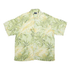 IZOD Mens Green & Yellow Silk Hawaiian Shirt XL Summer Beach Patterned Casual