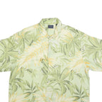 IZOD Mens Green & Yellow Silk Hawaiian Shirt XL Summer Beach Patterned Casual