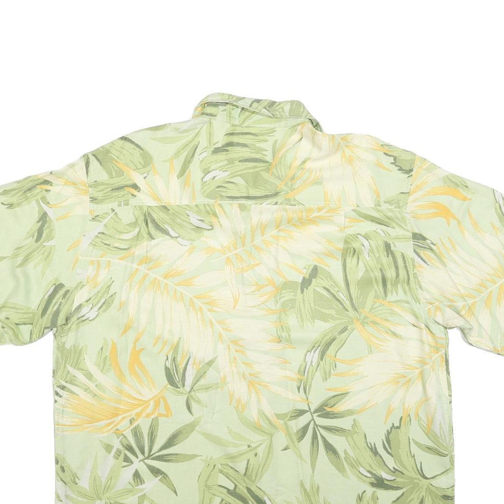 IZOD Mens Green & Yellow Silk Hawaiian Shirt XL Summer Beach Patterned Casual