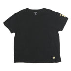 TRUE RELIGION Mens Black Gold Logo T-Shirt L Short Sleeve Crew Neck Cotton