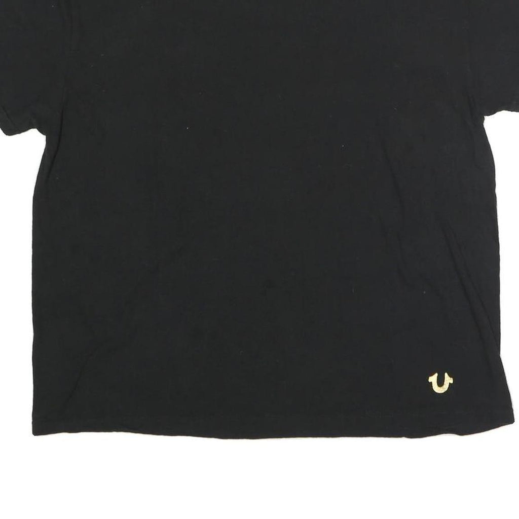 TRUE RELIGION Mens Black Gold Logo T-Shirt L Short Sleeve Crew Neck Cotton