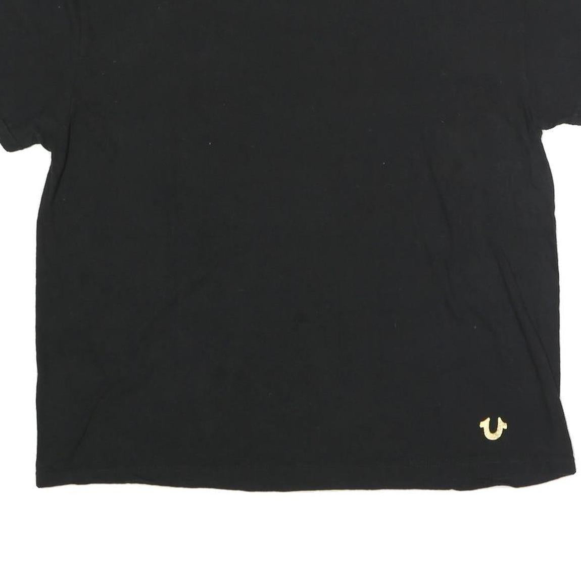 TRUE RELIGION Mens Black Gold Logo T-Shirt L Short Sleeve Crew Neck Cotton