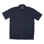DICKIES Mens Navy Blue Workwear Short Sleeve Shirt M Cotton Blend Casual