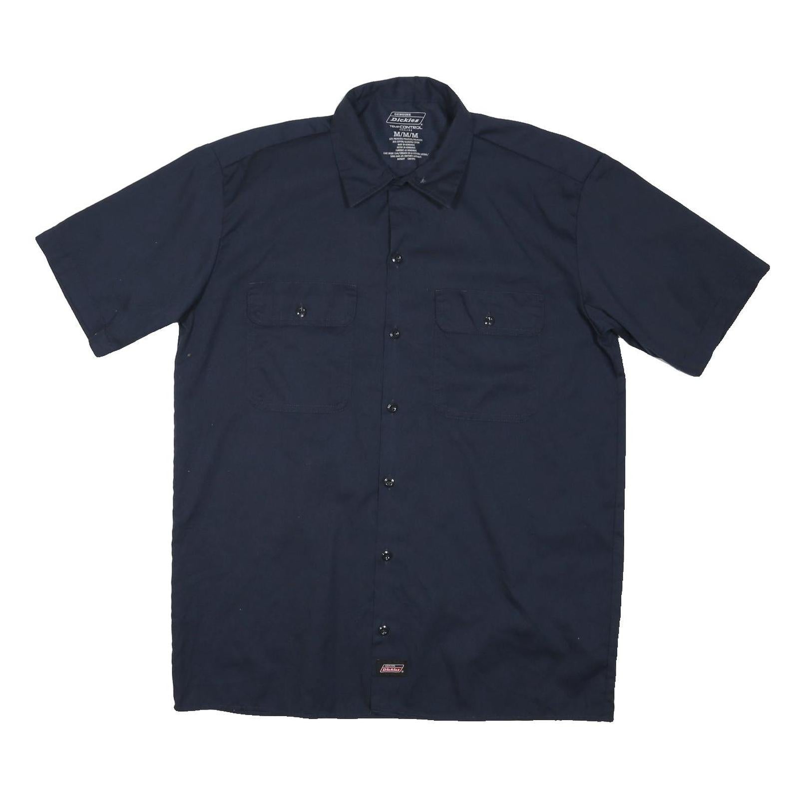 DICKIES Mens Navy Blue Workwear Short Sleeve Shirt M Cotton Blend Casual