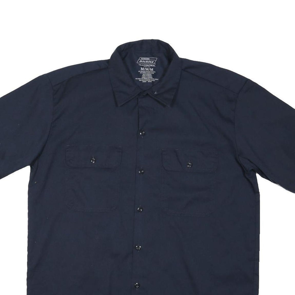 DICKIES Mens Navy Blue Workwear Short Sleeve Shirt M Cotton Blend Casual