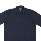 DICKIES Mens Navy Blue Workwear Short Sleeve Shirt M Cotton Blend Casual