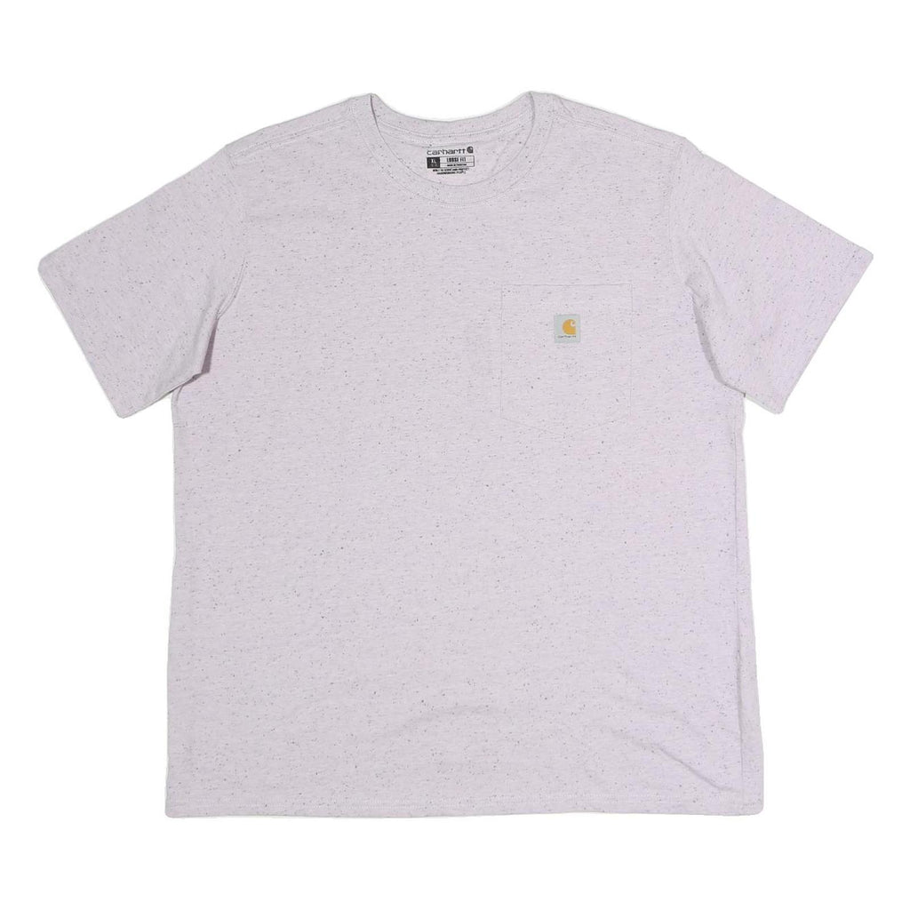 CARHARTT Womens White Speckled T-Shirt XL Short Sleeve Crew Neck Pocket Casual
