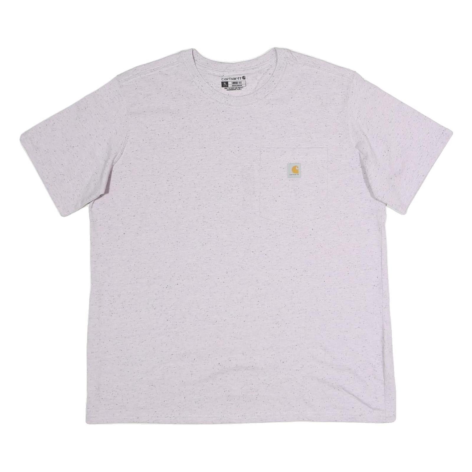 CARHARTT Womens White Speckled T-Shirt XL Short Sleeve Crew Neck Pocket Casual