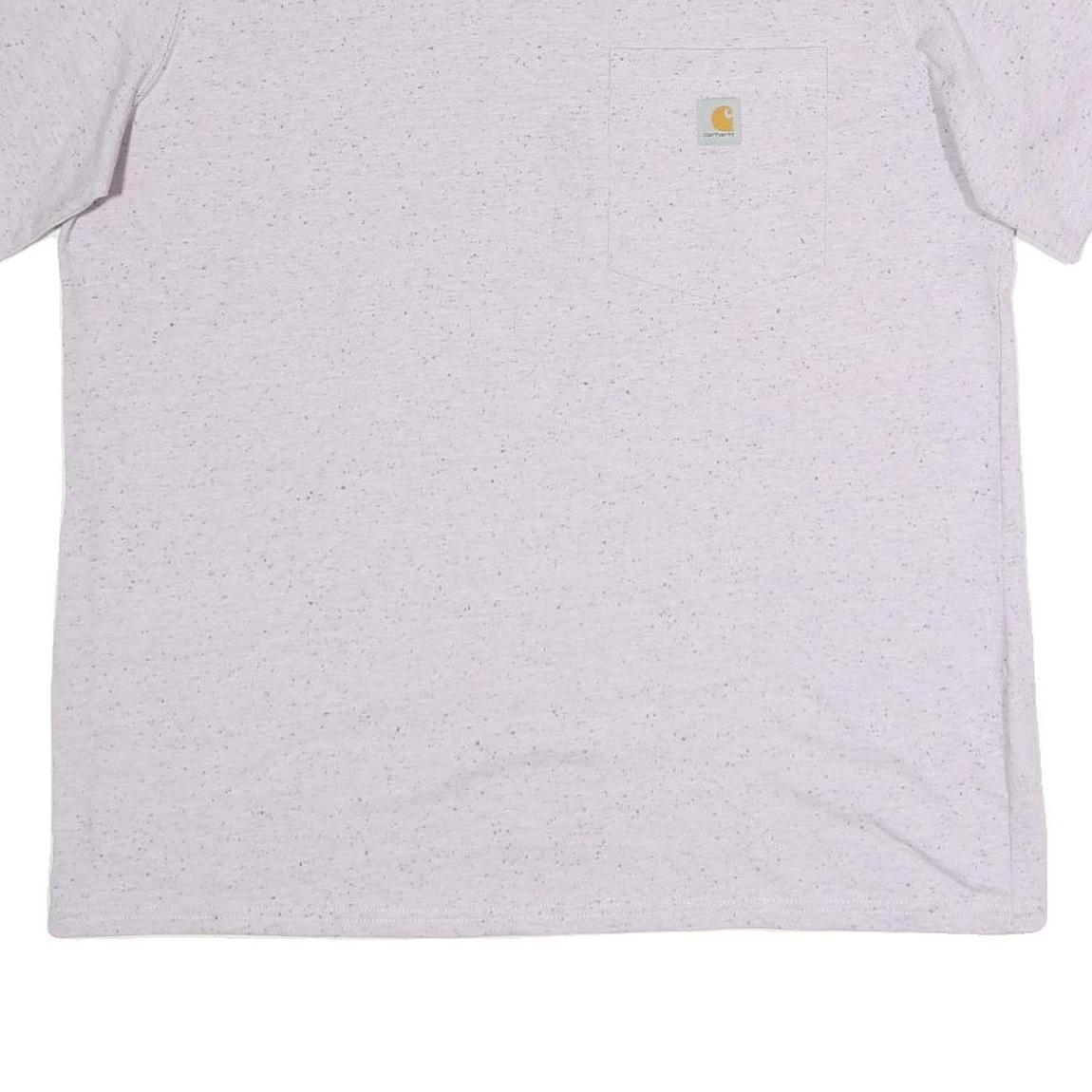 CARHARTT Womens White Speckled T-Shirt XL Short Sleeve Crew Neck Pocket Casual