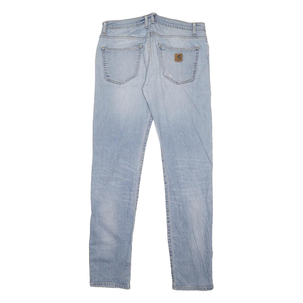 CARHARTT Womens Slim Fit Light Blue Denim Jeans W31 L32 Classic Zip Cotton Blend