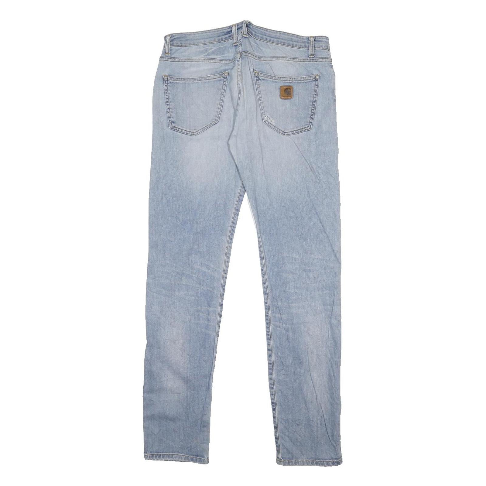 CARHARTT Womens Slim Fit Light Blue Denim Jeans W31 L32 Classic Zip Cotton Blend
