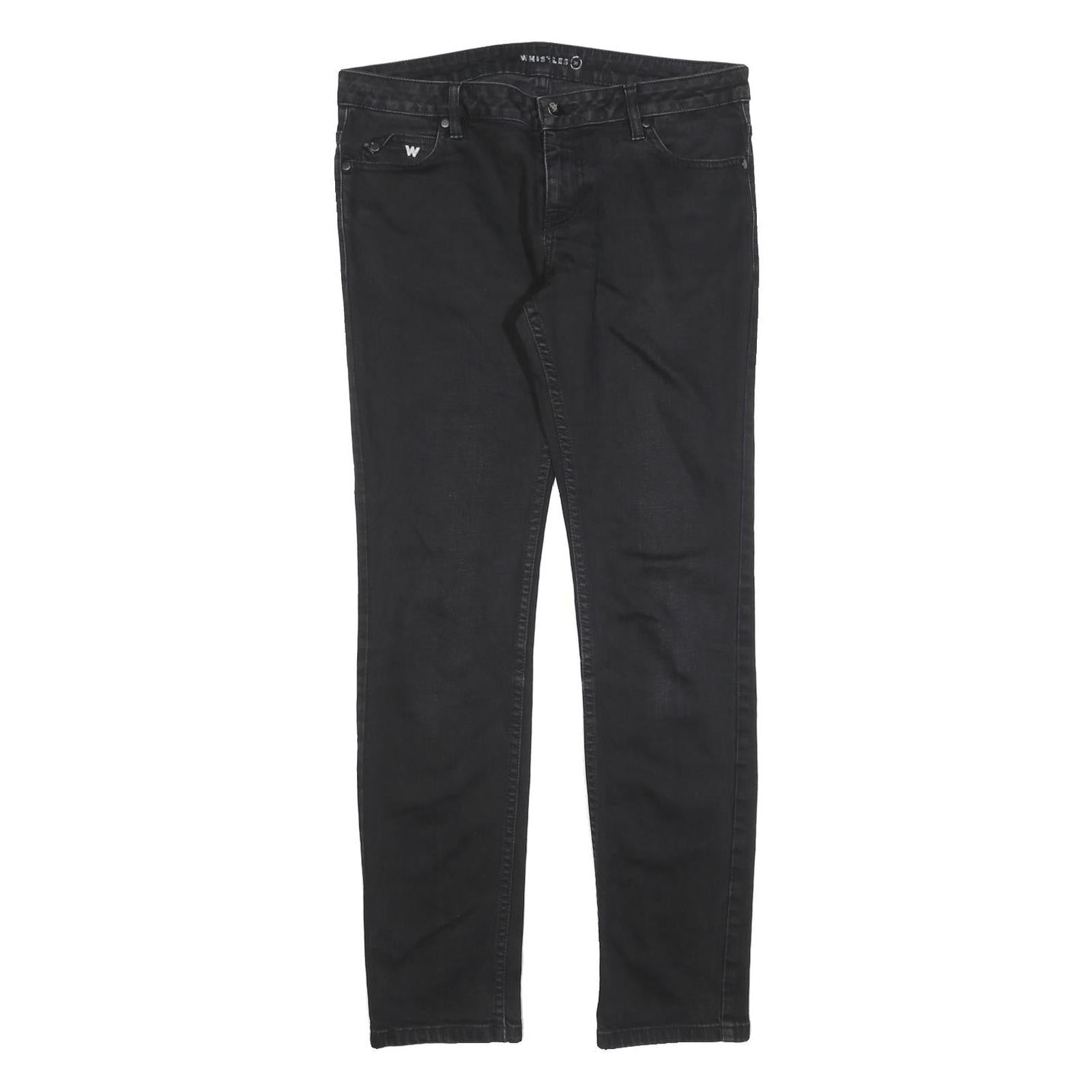 WHISTLES Womens Jeans Black Slim Skinny Denim W30 L30 Zip Cotton Blend