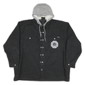 DICKIES Mens Black & Grey Hooded Zip Jacket 2XL Cotton Blend Workwear Casual